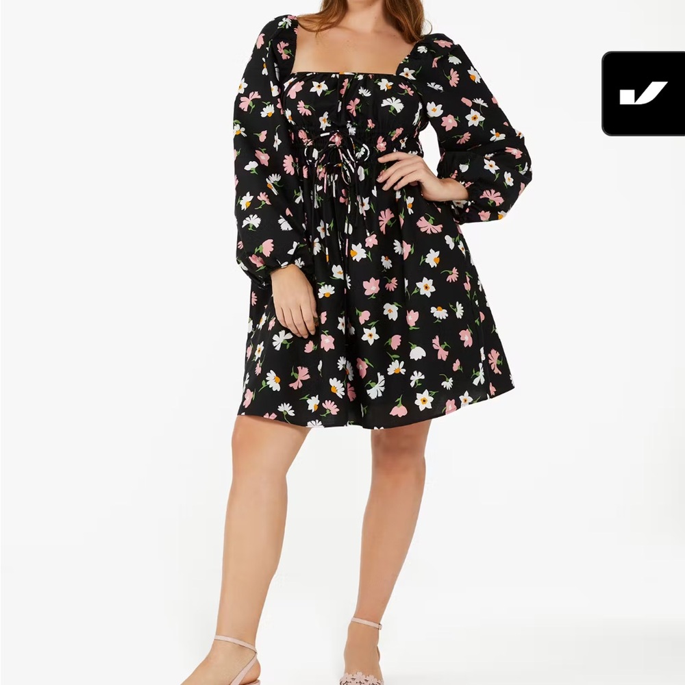 Kate Spade Floral Waltz Square-Neck Dress